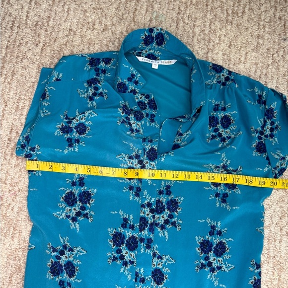 Veronica BEARD Meagan Turquoise Silk Floral Dress Size 2 Retails $695 - Picture 12 of 13